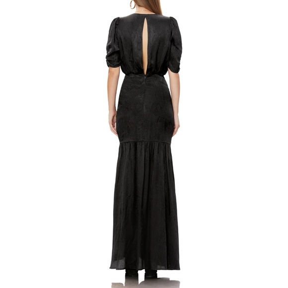 Afrm Nile Ruched Slit Snakeskin Maxi 